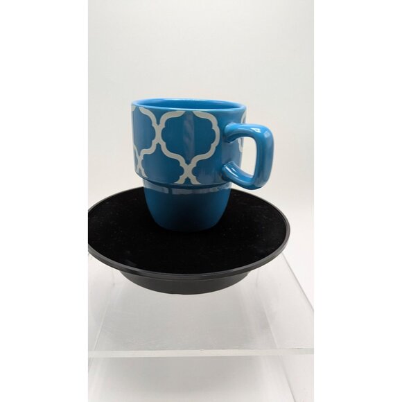 Crofton Stackable Blue White Geometric Pattern Coffee Mug 14 Fl Oz - Picture 13 of 15